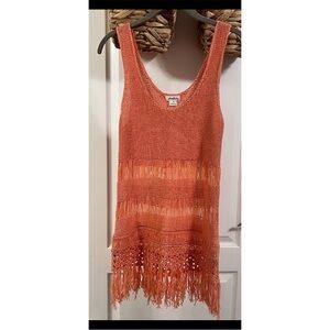 Love Riche Coral Fringe Long Knit Tank Never Worn Size Small